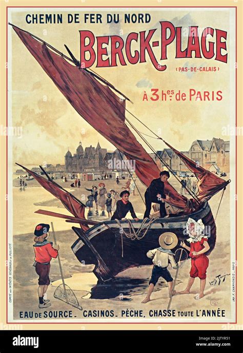 Vintage BERCK PLAGE French Travel Railway Poster From The Early 1900s