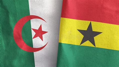 Reproduktion Des Ghana Und Algerien Zwei Flaggentextilstoffes D Stock