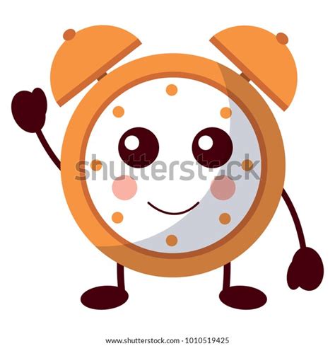 Kawaii Cartoon Clock Alarm Character Stock Vector Royalty Free