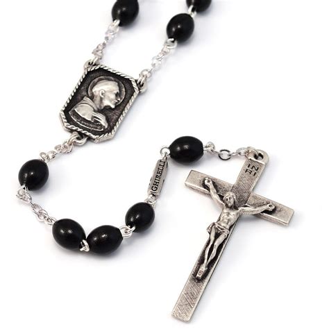 Saint Francis Of Assisi Rosary Black Wood And Silver Celebrate Faith