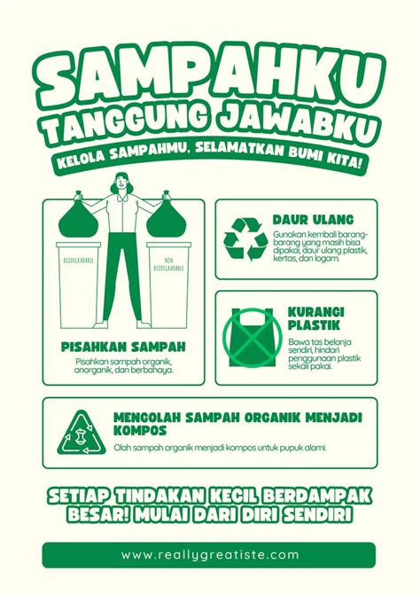 Poster Kampanye Daur Ulang Sampah Ilustratif Hijau In 2024 Poster