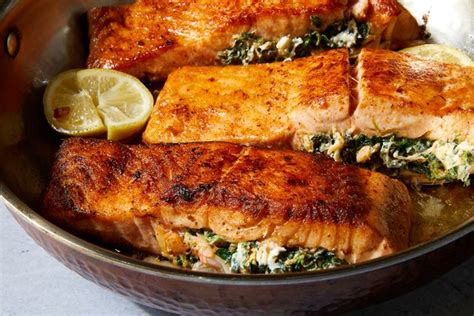 Best Creamy Cajun Stuffed Salmon Recipe How To Make Stuffed Salmon