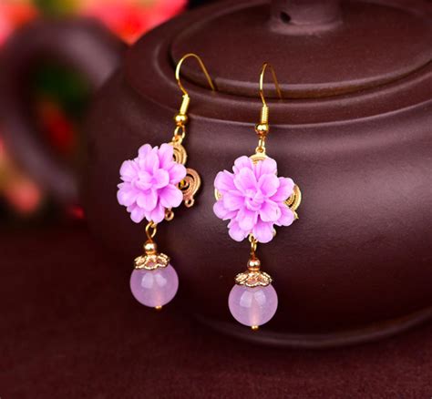 Purple Jade Earrings Dangle Earrings Handmade Vintage Earrings Etsy