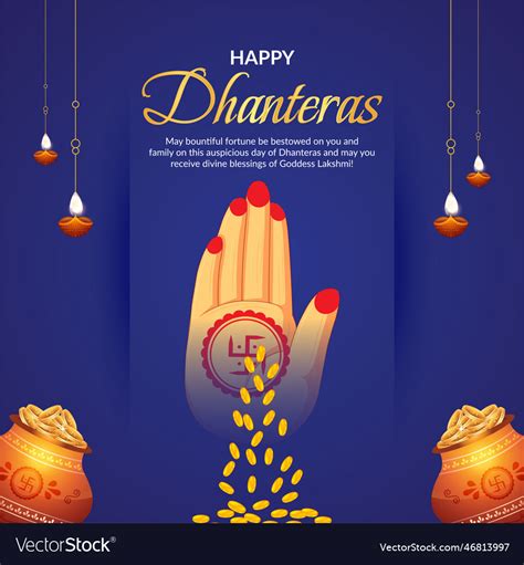 Happy Dhanteras Indian Festival Banner Design Vector Image