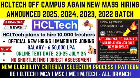 HCLTECH BIGEST DIRECT HIRING AGAIN OFF CAMPUS NEW MASS HIRING