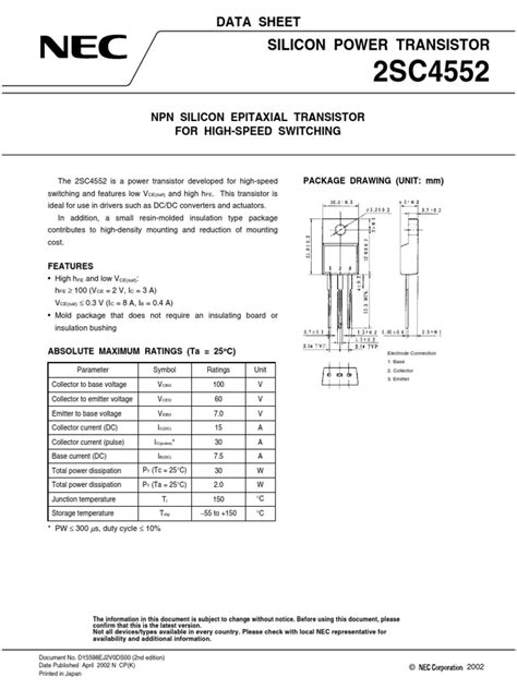 Silicon Power Transistor Data Sheet Download Free Pdf Bipolar