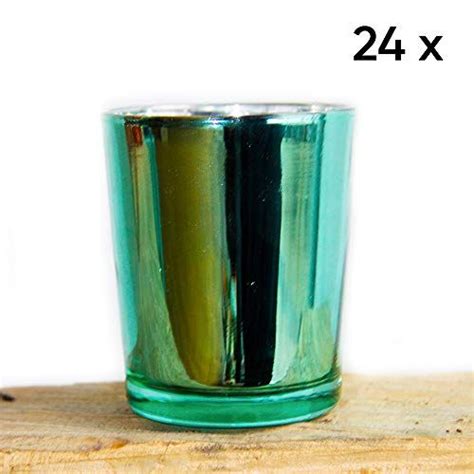 Premium Set Of 24 Emerald Green Metallic Votive Candle Holder Ideal For Weddings Parties