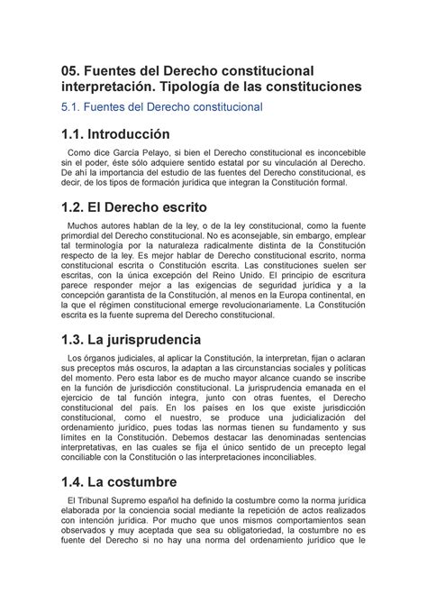 05 Fuentes Del Derecho Constitucional Interpretación Tipología De Las