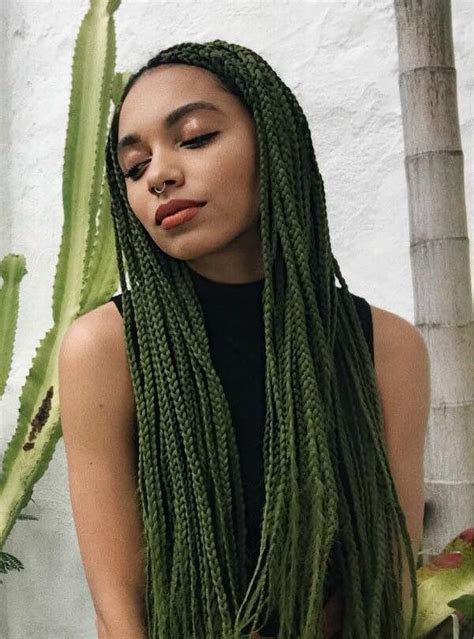 Olive Green Box Braids Hair Color Streaks Short Sassy Hair Cool