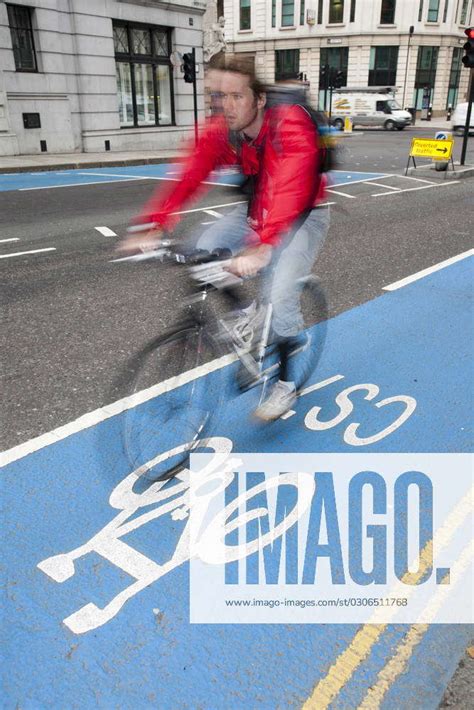 A Cyclist On One Of The New Cycle Superhighways In This Case The Cs