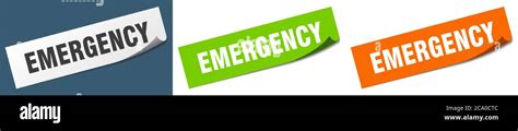 Emergency Paper Peeler Sign Set Emergency Sticker Stock Vector Image