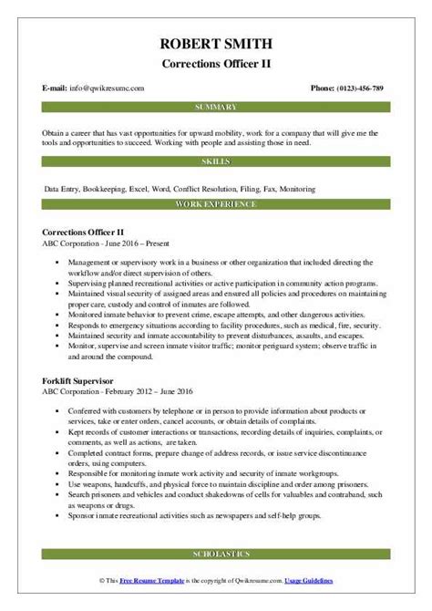 Corrections Officer Resume Samples Qwikresume