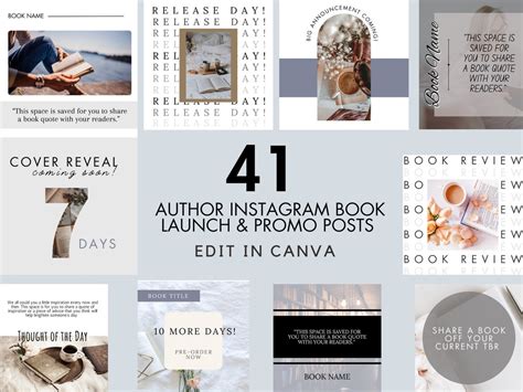 Book Launch And Book Promo Instagram Templates For Writers I Easy To