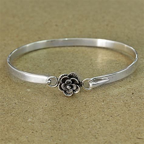 Hand Made Sterling Silver Rose Bracelet From India Rose Beauty Novica