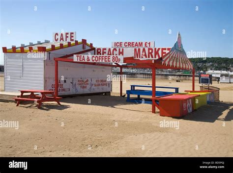 Weston super mare beach cafe Somerset Stock Photo - Alamy