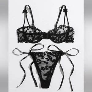 Shein Intimates Sleepwear Shein Black Mesh Heart Lingerie Set