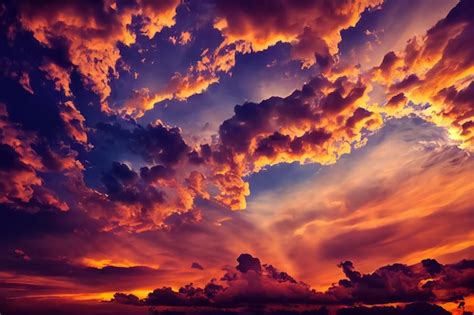 Premium Photo | Beautiful orange sky and clouds at sunset