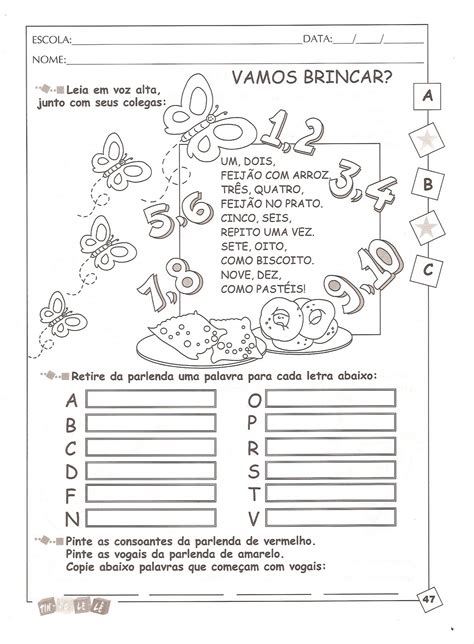 Atividades Um Dois Feij O Arroz