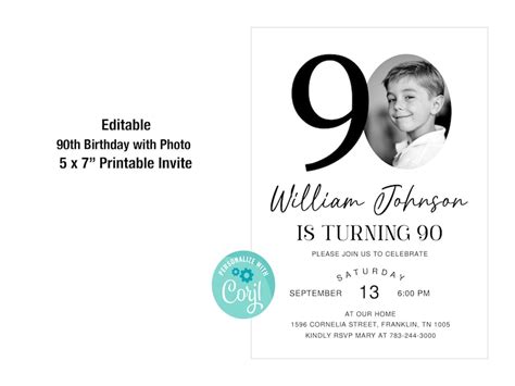 90th Birthday Invitation Template Look Who S 90 Photo 90th Birthday