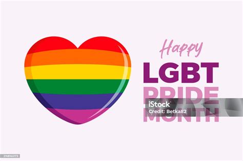 Happy Lgbt Pride Month Poster With A Rainbow Heart Vector Illustration