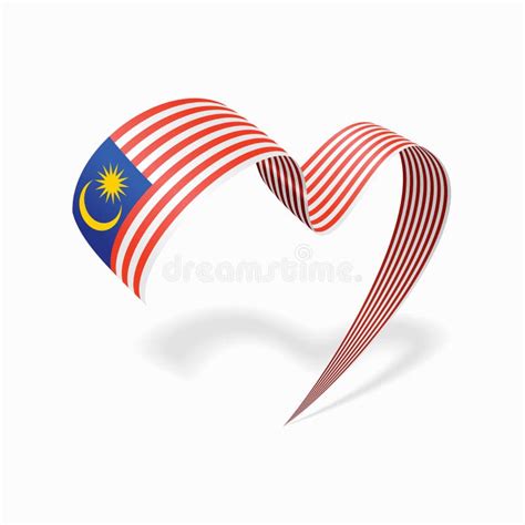 Malaysian Flag Heart Shaped Wavy Ribbon Vector Illustration Stock Vector Illustration Of