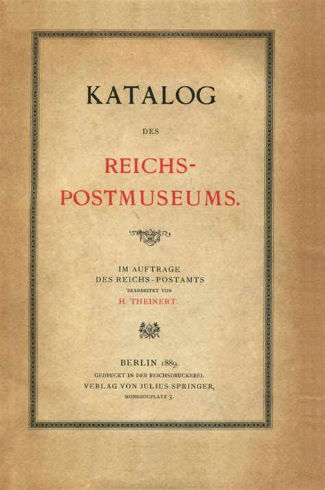 Katalog Reichspostmuseums Berlin Des Im Uftr Ge Reich Po Tamt