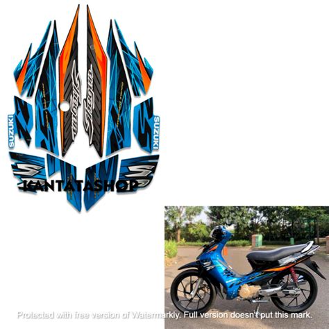 STIKER STRIPING LIS LES BODY MOTOR SUZUKI SHOGUN SP 125 2007 BIRU