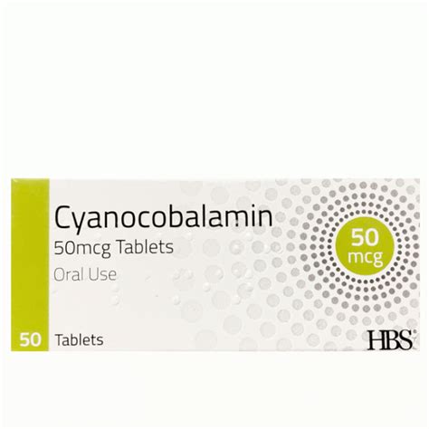 10 Packets Of 50 Cyanocobalamin 50mcg Tablets Vitamin B12 500