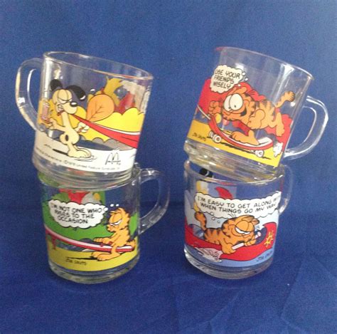 Mcdonalds Complete Set Of Collectible Garfield Anchor Etsy Mugs