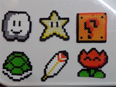 Super Mario Bros Power Ups Perler Characters Etsy