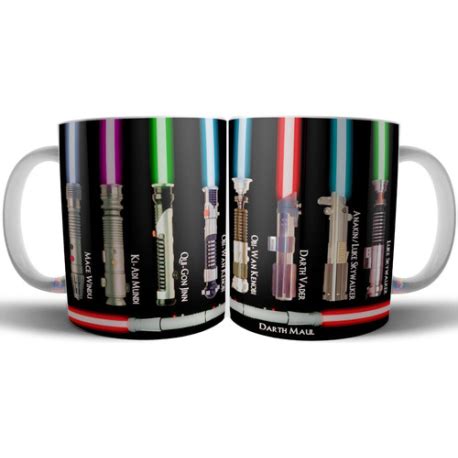 Taza Cer Mica Star Wars Sables De Luz Darth Vader Obi Wan