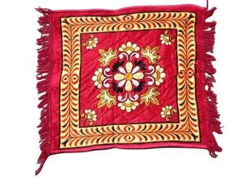 Red Floral Print Pooja Aasan Carpet Size 24x24 Inch Lxw At Rs 30