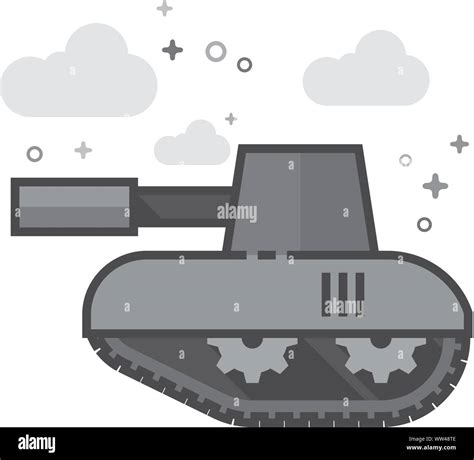 Tank Symbol In Flachen Umrissen Graustufen Stil Vector Illustration