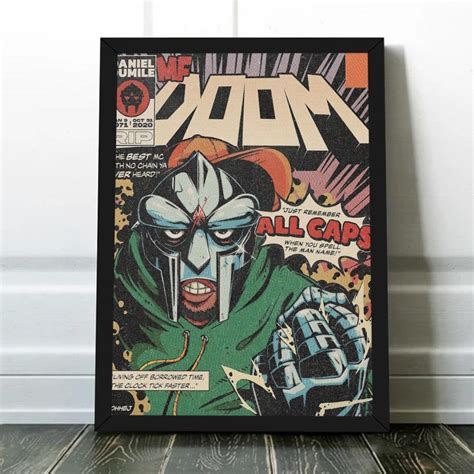 Mf Doom All Caps Comic Art Book Canvas Print Poster Retro Etsy