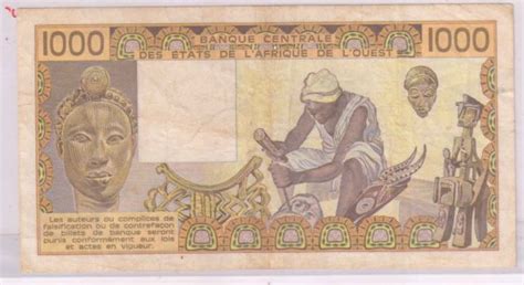 Ivory Coast - West African States - 1000 Francs used currency note A ...