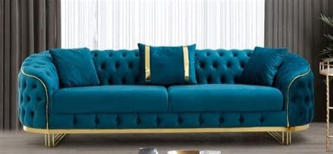 Turquoise Leather Sofa Set | Baci Living Room