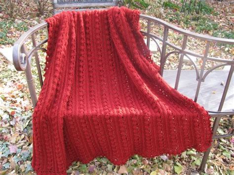 Crocheted Afghan In Rich Brick Red By Miasbitsnpieces On Etsy 7500