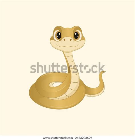 Cute Cartoon Golden Snake Character Vector Stock Vector (Royalty Free ...