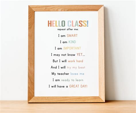 Class Affirmation Classroom Poster Classroom Decor Morning Routine - Etsy