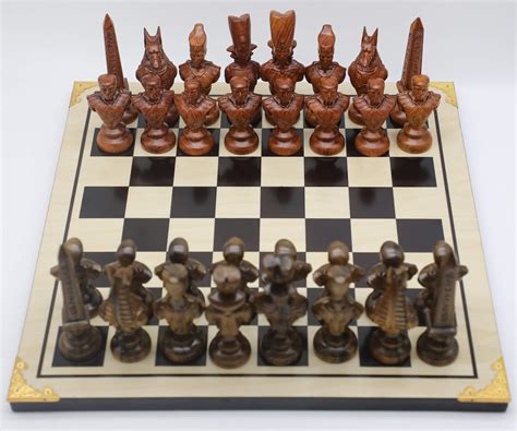 Engraved Wooden Ancient Egyptian Themed Chess Set Henry Chess Sets