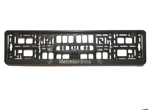 Black 3D Mercedes Benz European Euro License Number Plate Holder Frame