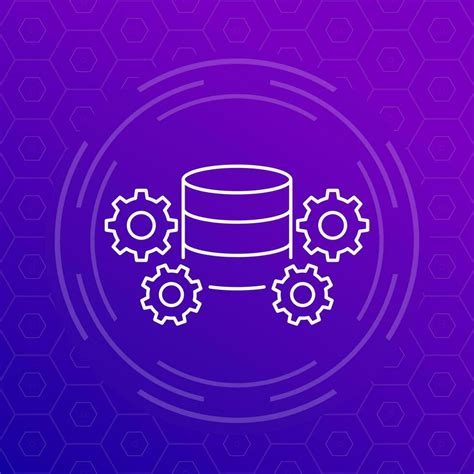 Database Maintenance Line Icon With Gears Vector Vector Art