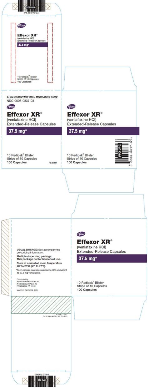 Dailymed Effexor Xr Venlafaxine Hydrochloride Capsule Extended Release