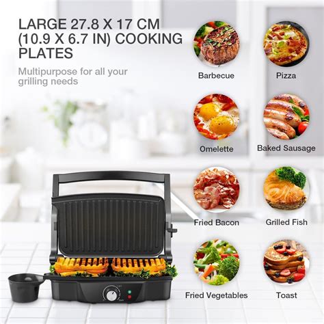 MONXOOK Panini Press Grill 3 In 1 Sandwich Maker Electric Grill Non