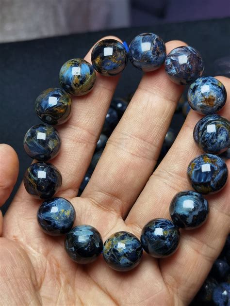 Genuine Natural Blue Pietersite Gemstone Round Beads Bracelet Etsy