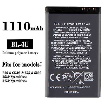 Battery BL 4U For Nokia 5530 5730 E66 C5 03 E75 5250 High Quality Li