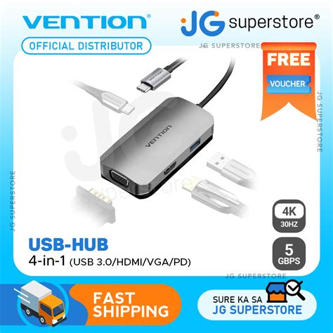 Vention In Usb C Hub Usb Hdmi Vga Pd W Aluminum Type