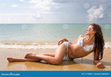 Beautiful Brunette On Vacation Stock Photo Image Of Shape Stomach