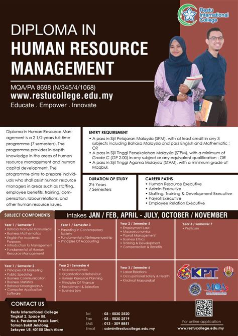 Diploma In Human Resource Management Is A 2 1 2 Years Full Time