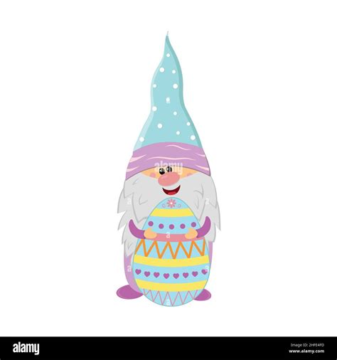 Easter Gnome Holding Egg With Ornament Cute Character Vector